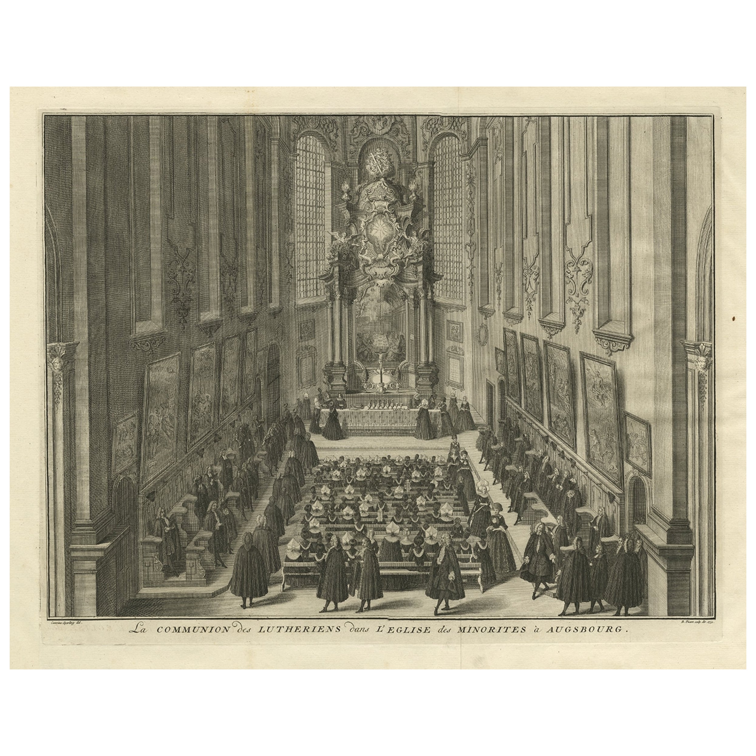 La comunione dei luterani nella chiesa minoritica di Augusta, Germania, 1730 in vendita