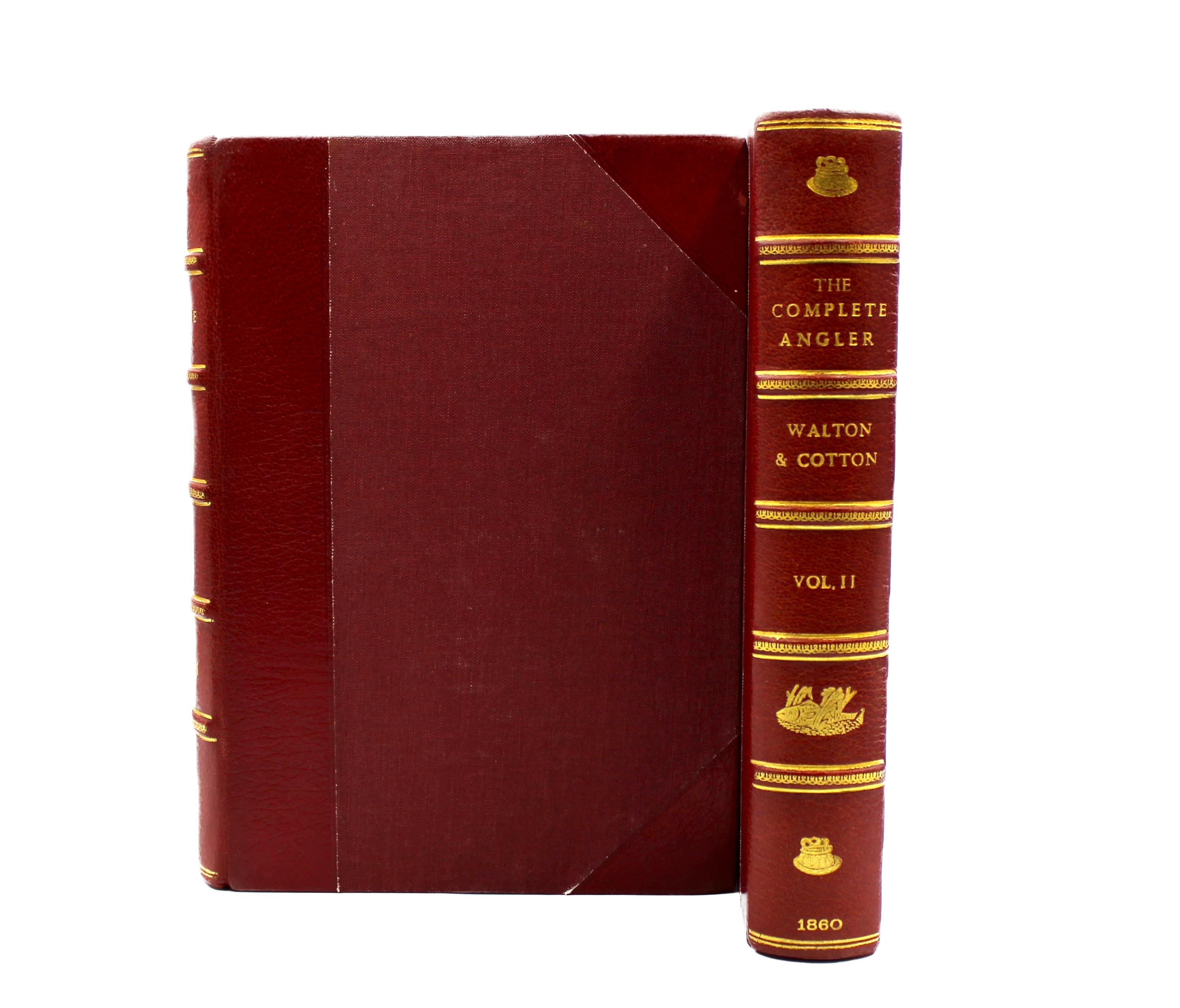 Walton, Izaak, with Charles Cotton. The Complete Angler or the Contemplative Man’s Recreation… Edited by Sir Harris Nicolas. London: Nattali and Bond, 1860. Second Nicolas Edition. 2 volumes, royal 8vo. Presented in modern half red Moroccan leather