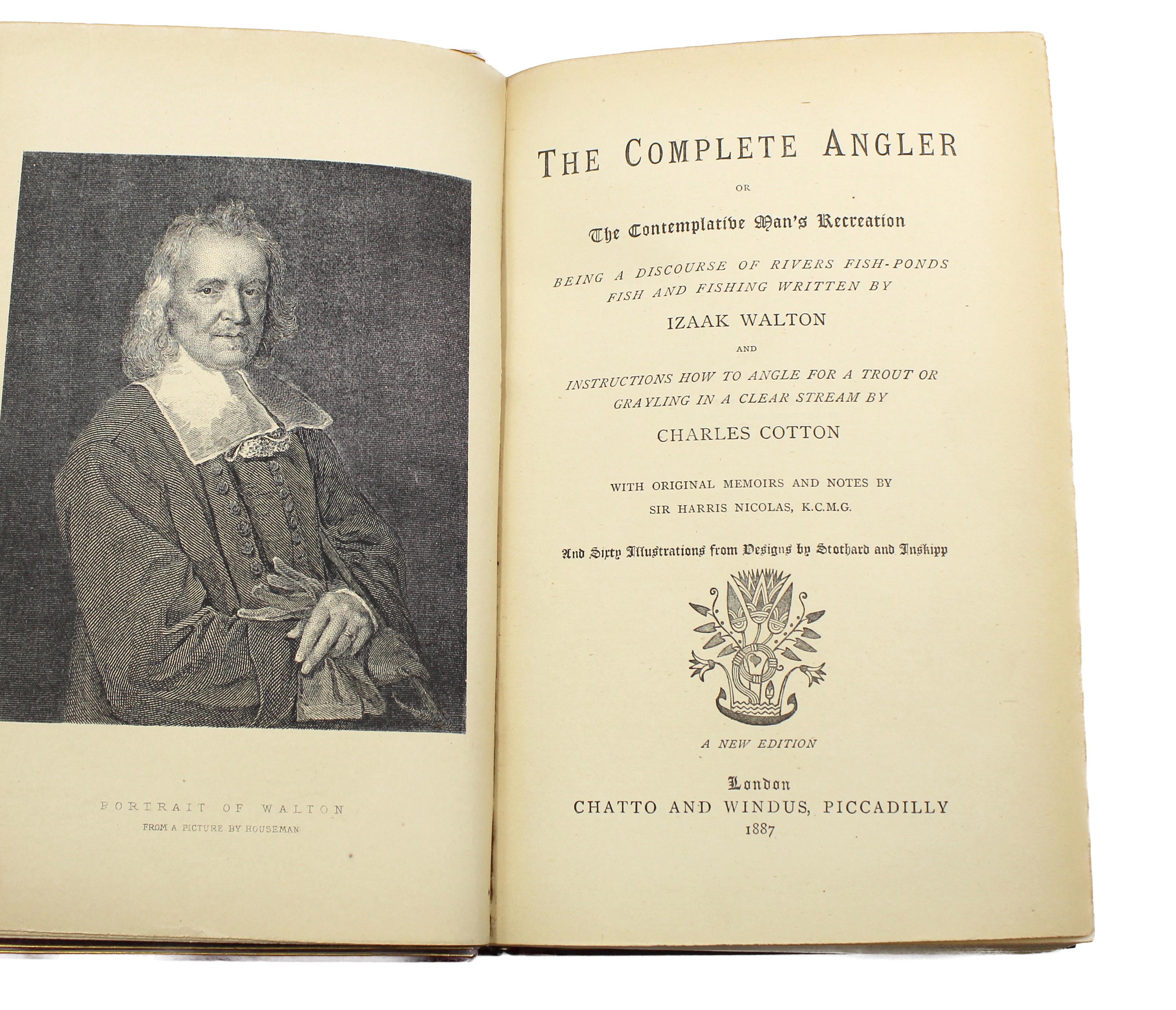 Late 19th Century The Complete Angler by Izaak Walton and Charles Cotton, Edited by Harris Nicolas For Sale
