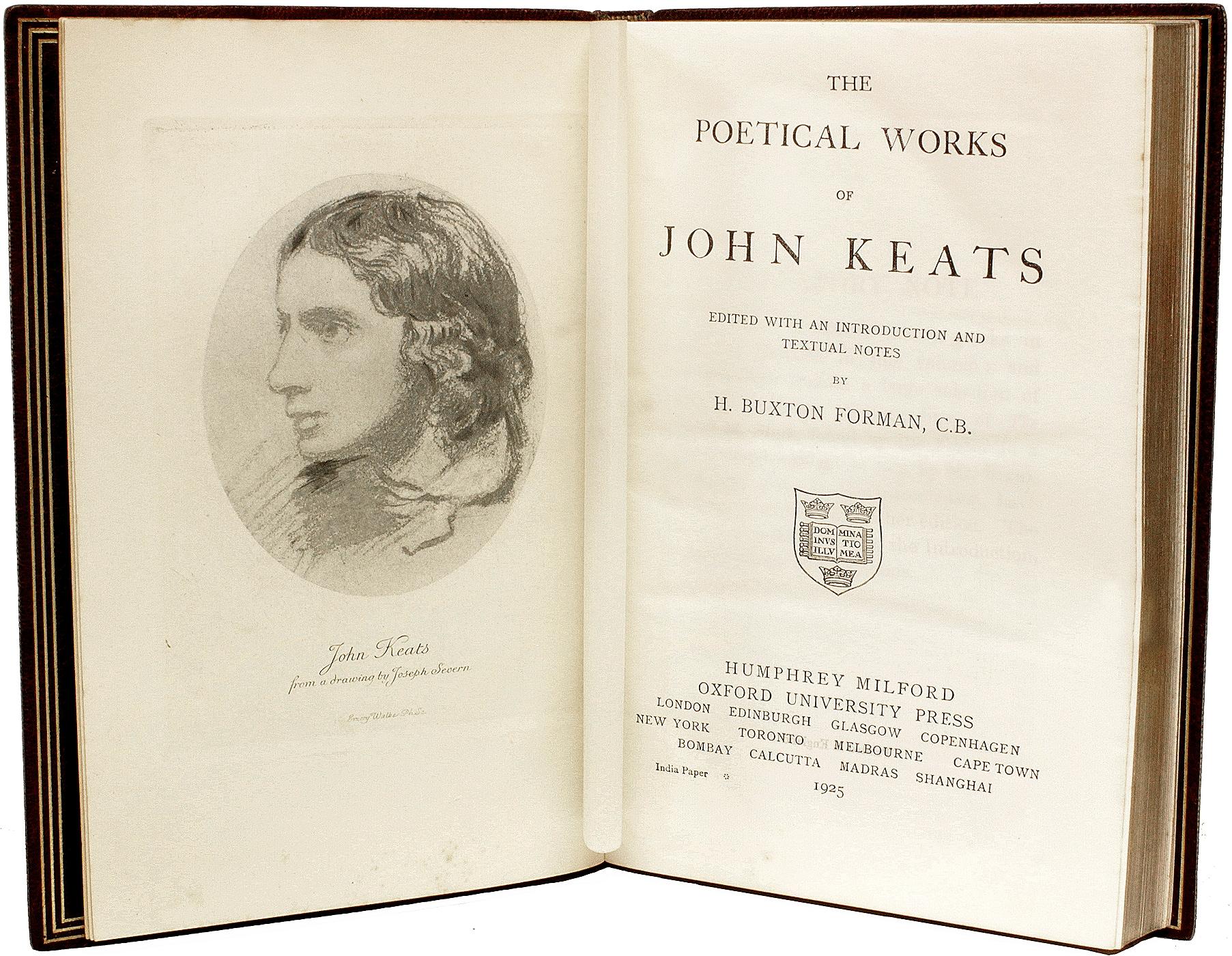 British The Complete Poetical Works of John Keats - 1925 - IN A FINE FULL BINDING!