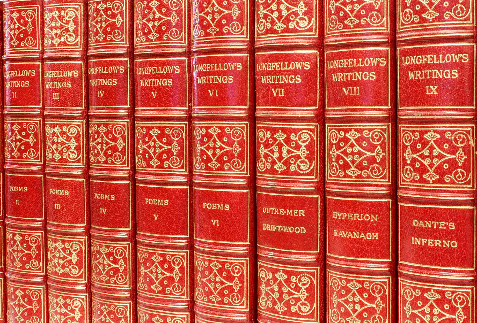 Début du 20ème siècle The Complete Works Of Henry Wadsworth Longfellow. 12 volumes. AVEC UN CHÈQUE SIGNÉ en vente