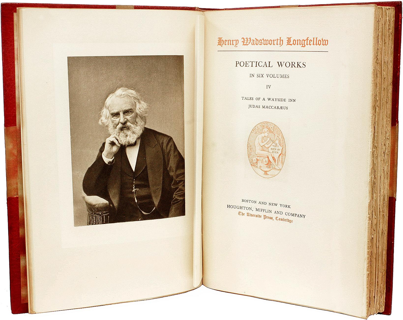 Cuir The Complete Works Of Henry Wadsworth Longfellow. 12 volumes. AVEC UN CHÈQUE SIGNÉ en vente
