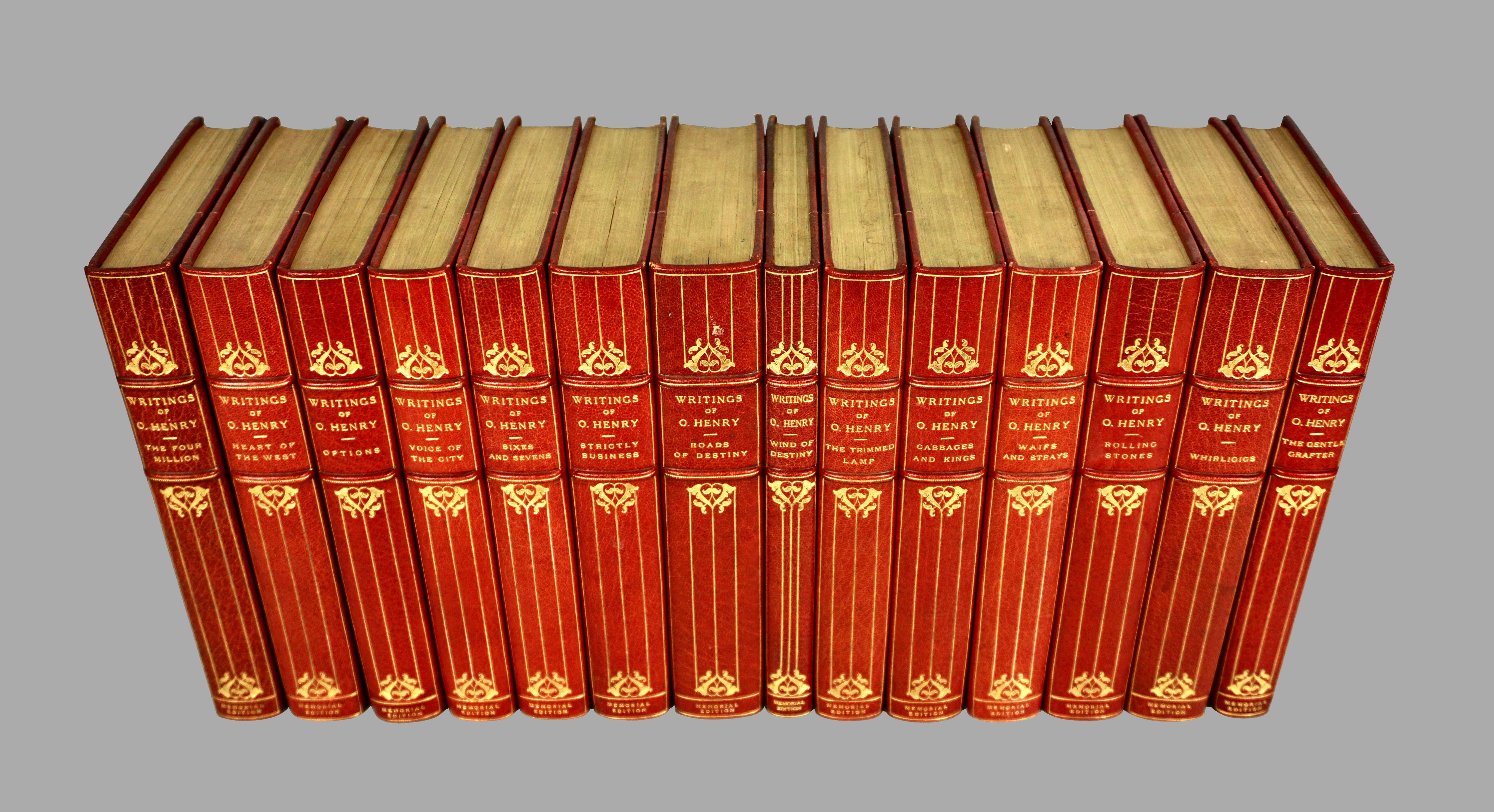 Complete Writings of O. Henry 14 Red Leather Bound Volumes Limited Edition In Good Condition In San Francisco, CA
