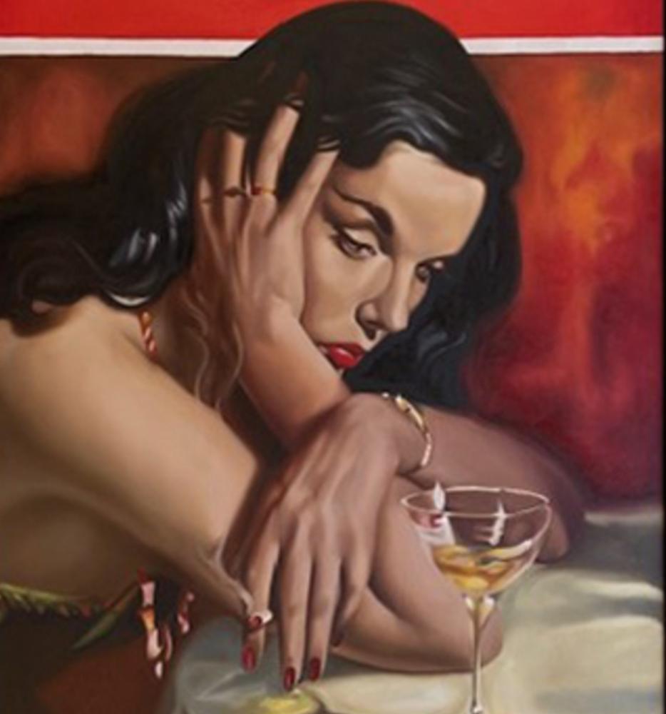 I Tried To Drown My Sorrows by The Connor Brothers - Figurative Painting Marrone di The Connor Brothers 