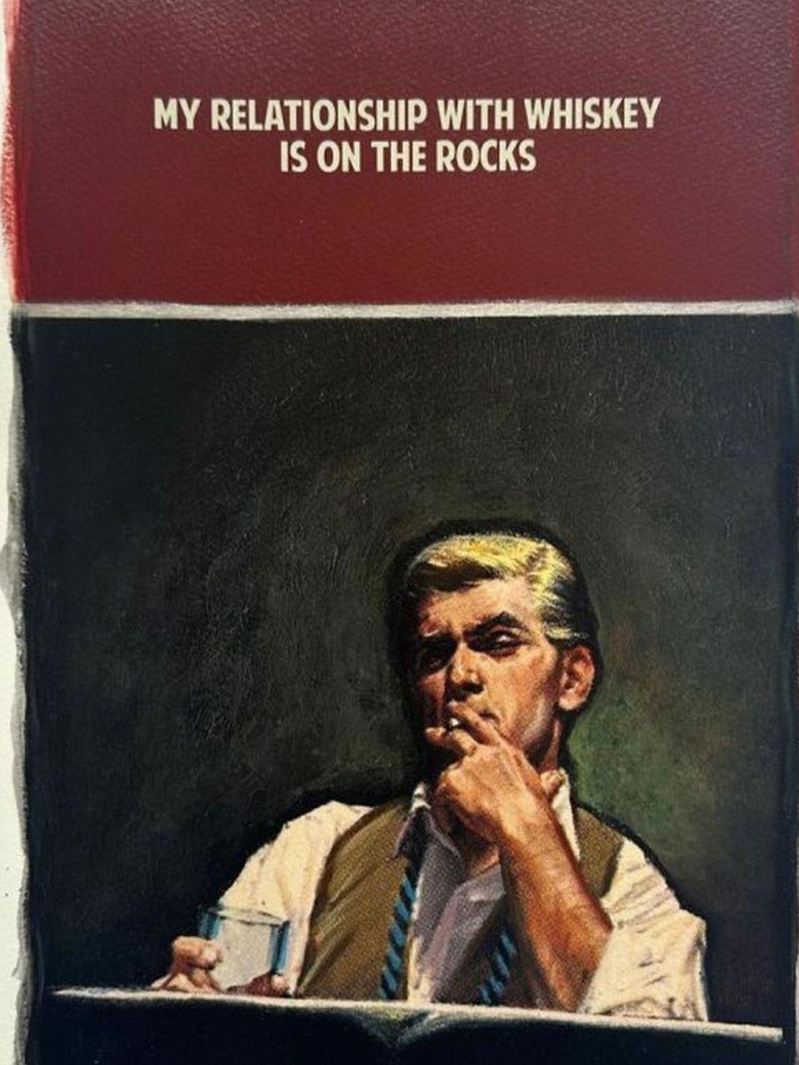 My Relationship with Whiskey Is On The Rocks - Black Figurative Print by The Connor Brothers 