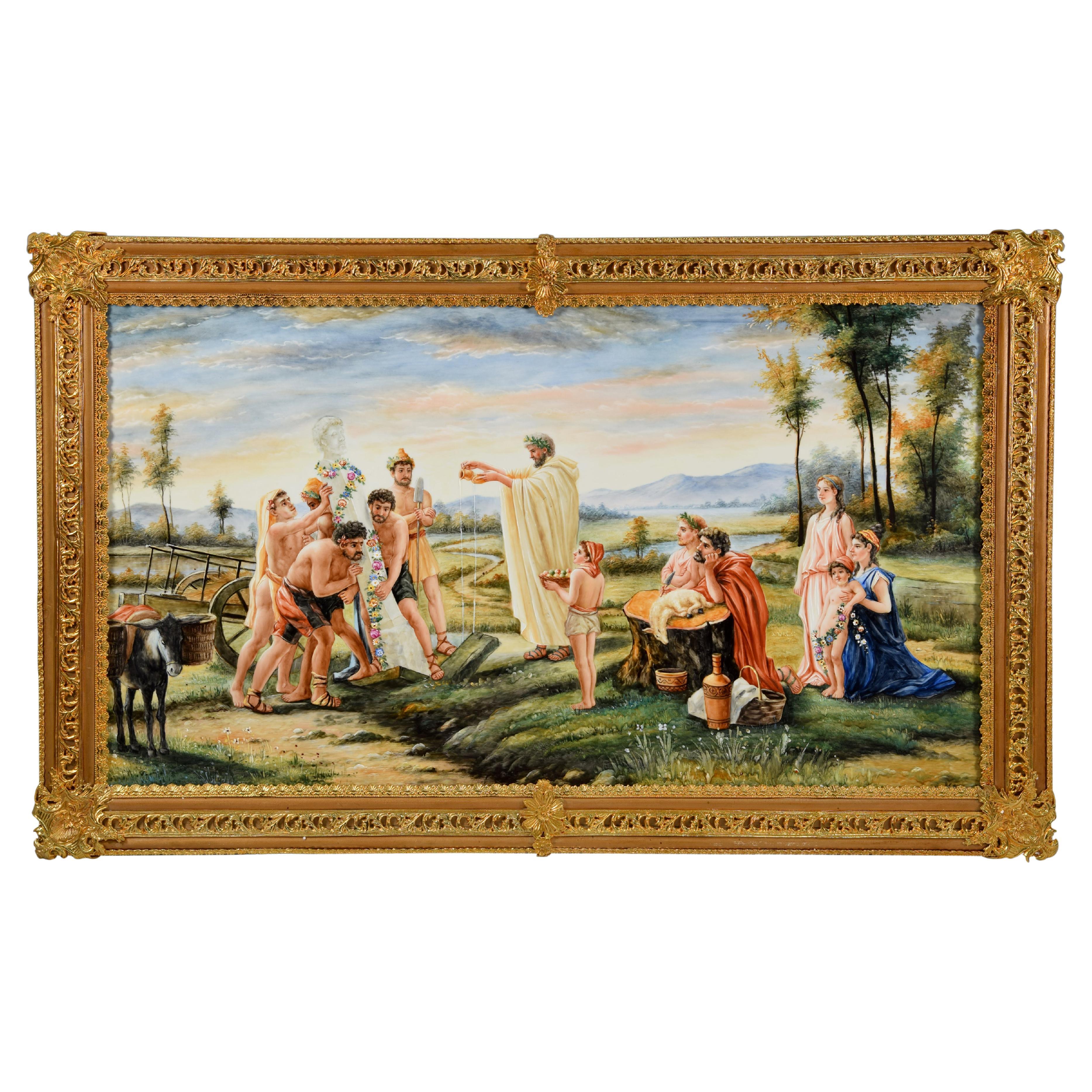 Consecration of Herma, Oil on Porcelain, After Feodor A. Bronnikov For Sale