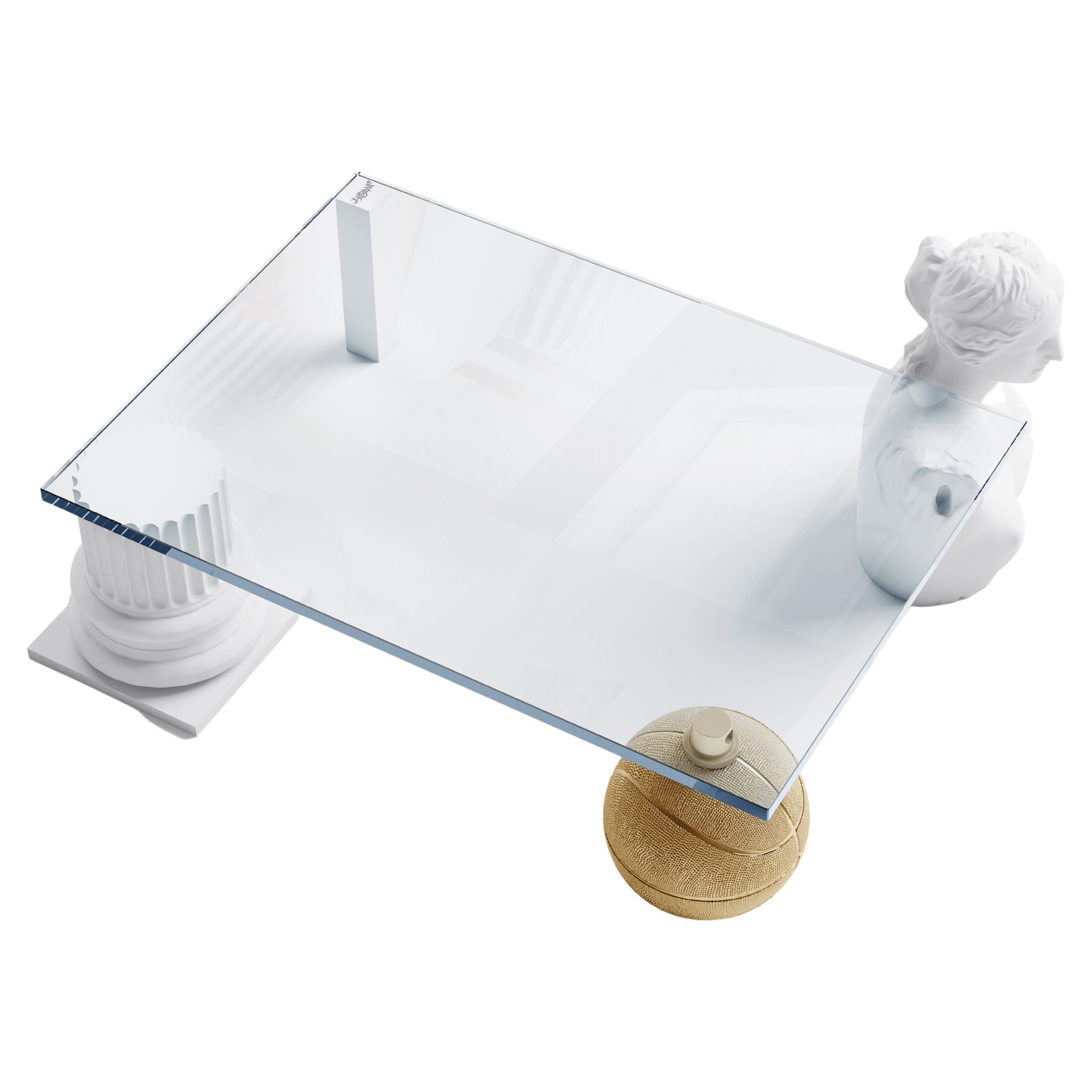 Mesa baja contemporánea Venus de resina y cristal de Michael Dimou y Jisbar