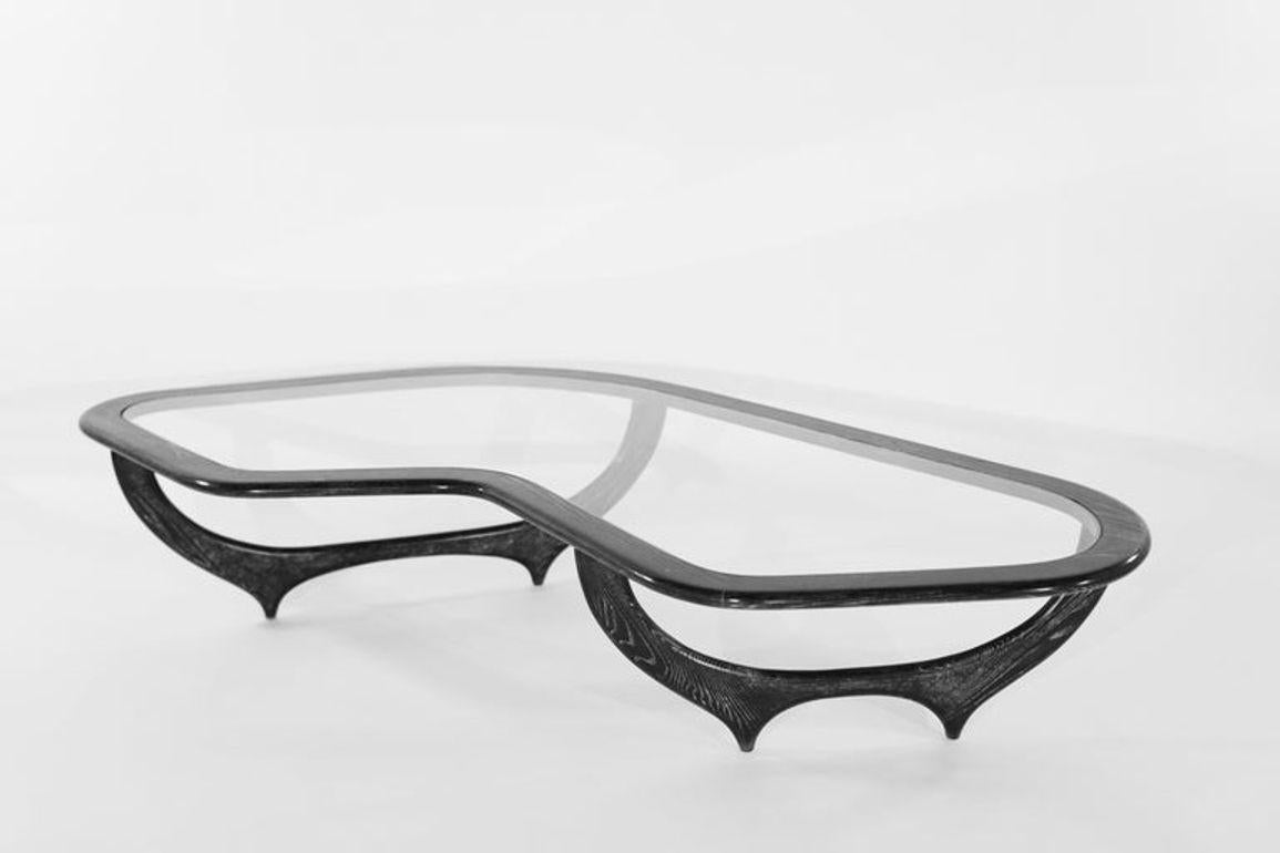 Mid-Century Modern Contour Coffee Table in Black Ceruse by Stamford Modern For Sale