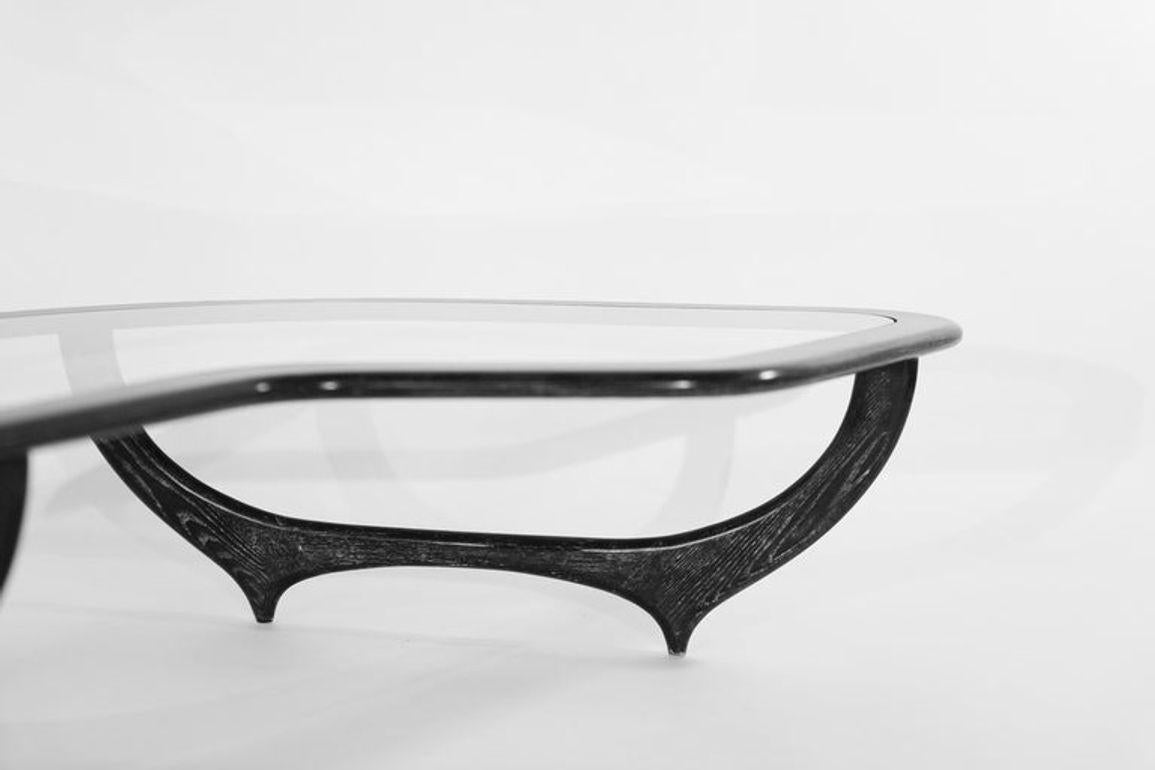 Glass Contour Coffee Table in Black Ceruse by Stamford Modern For Sale