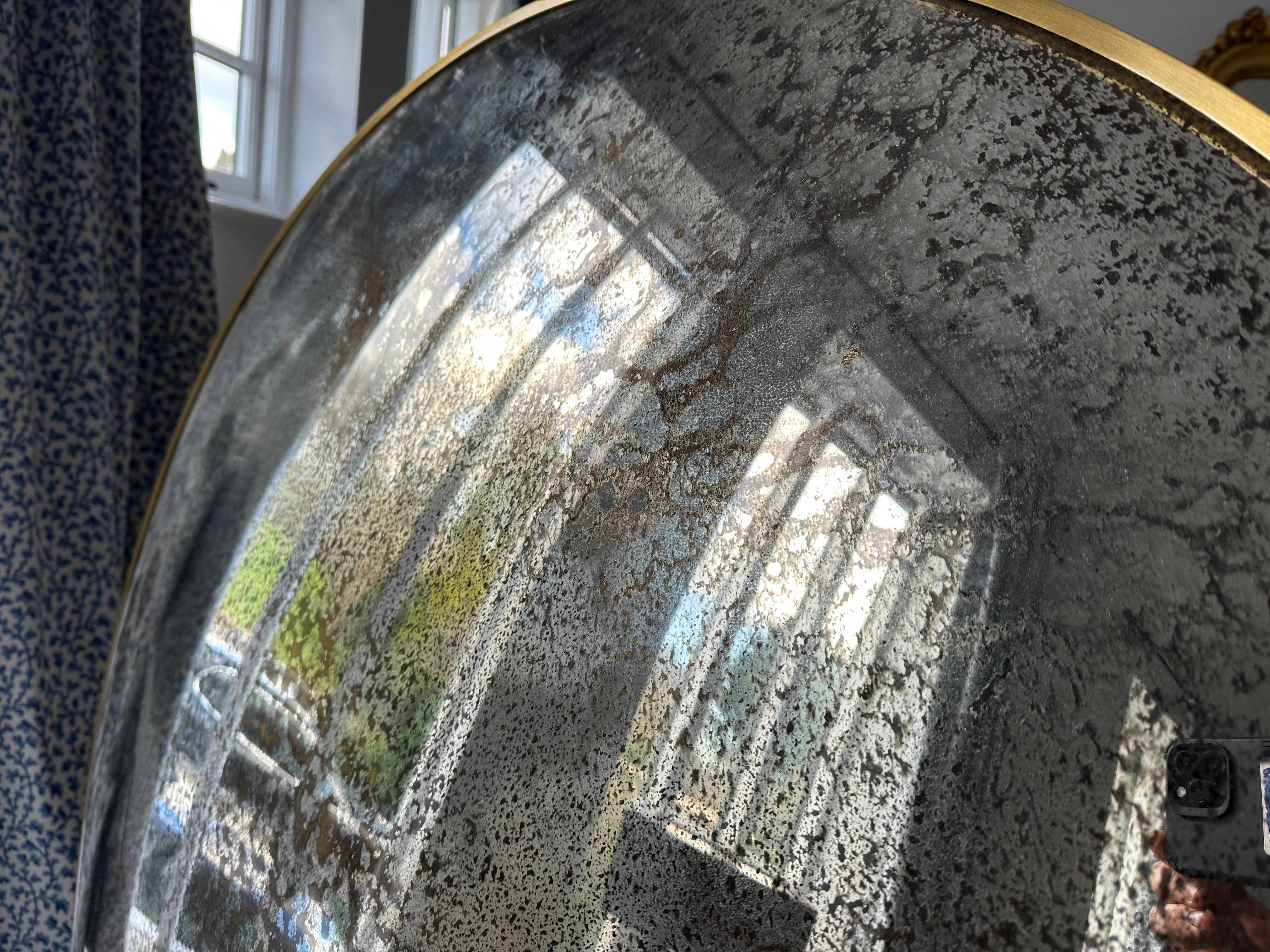 The vernazza 120 cm antiqued glass convex wall mirror is fabricated from 6mm low iron glass for extra clarity. Heavily antiqued with greys and golds.

The mirror is 120 cms in diameter and held in position with four matching wall fixings. The