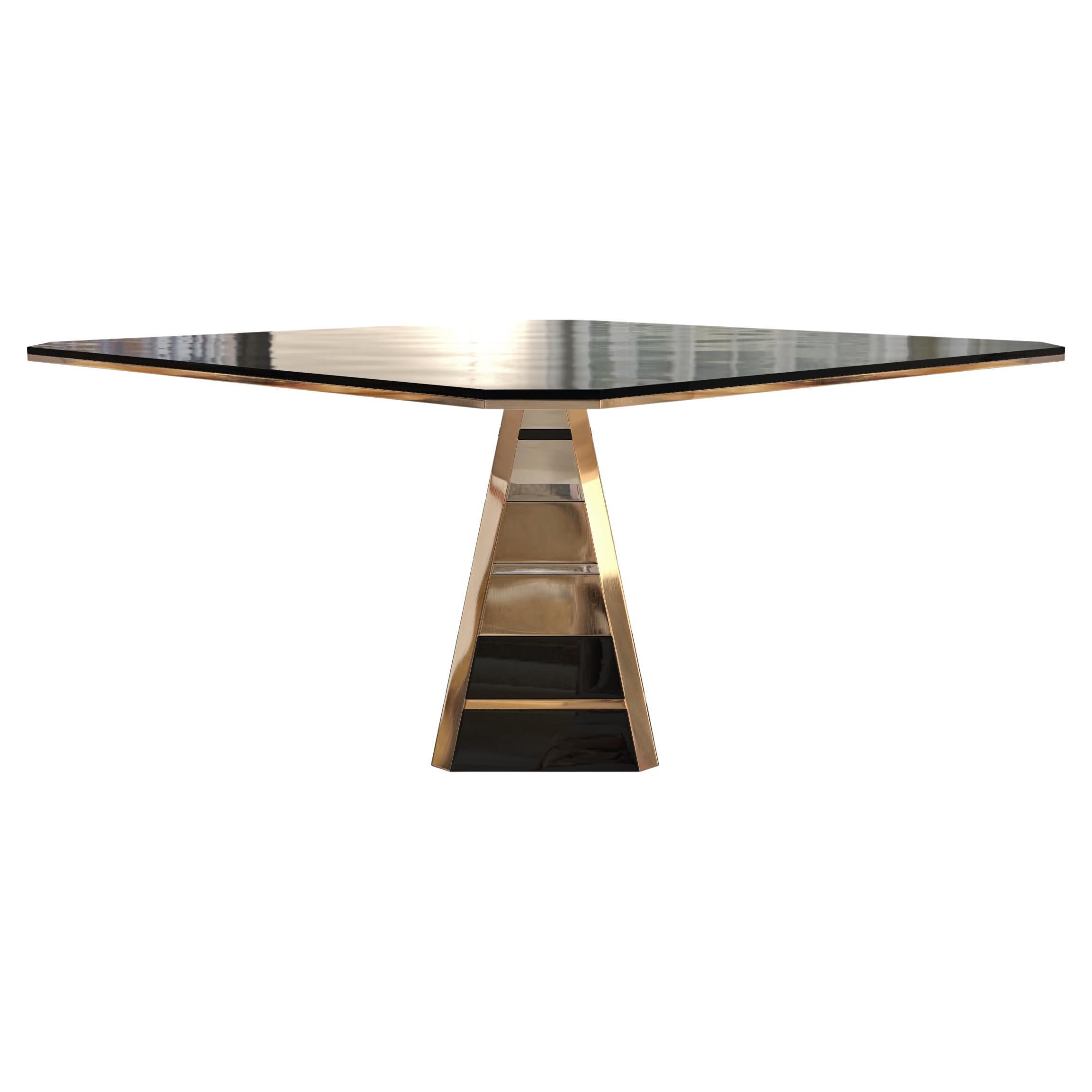 "The Coraggioso" Dining Table or Entryway Table with Bronze and Stainless Steel For Sale