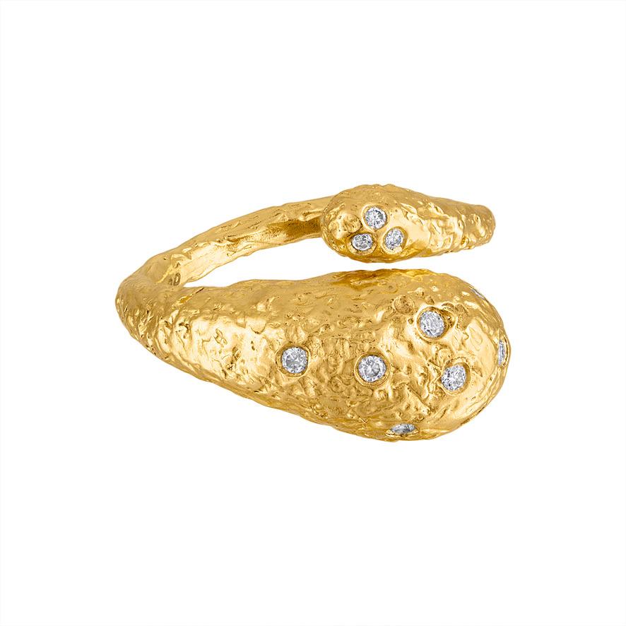 Artisan The Cosmic Python Diamond Cocktail Ring in 22k Gold For Sale