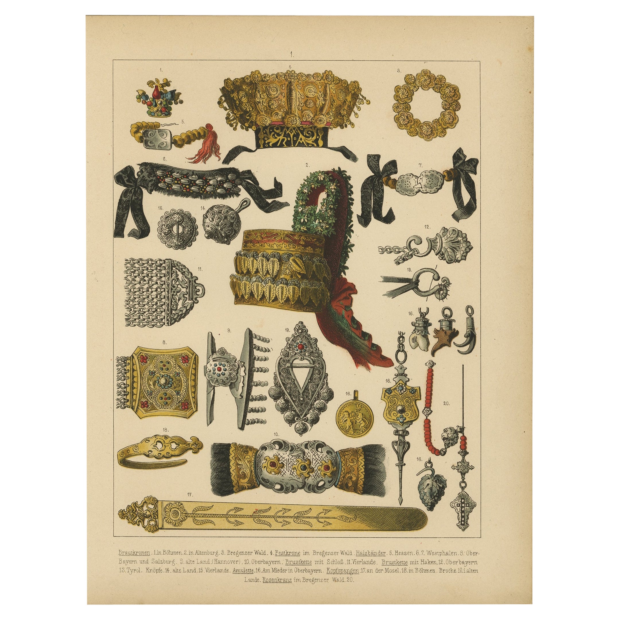 The Costumes of Germany, Bohemia & Austria; Eheringe, Schmuck usw., 1870