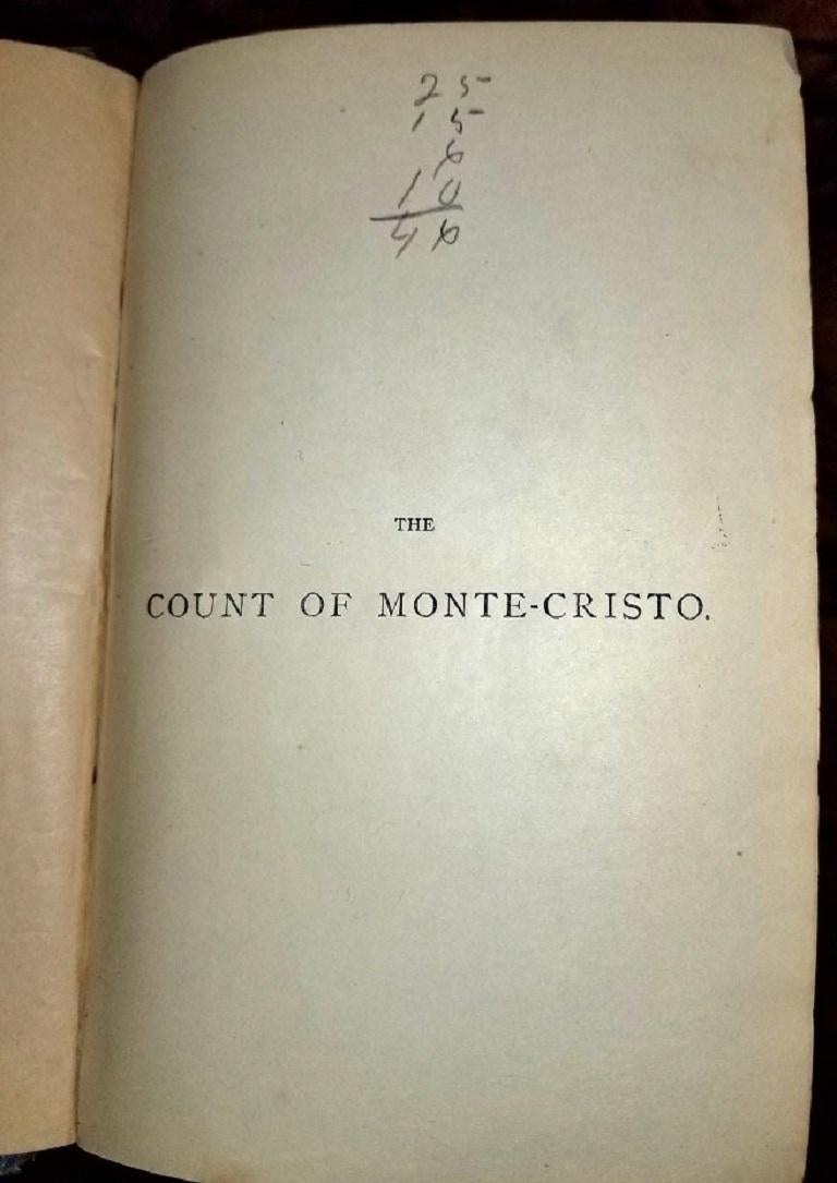 Engraved The Count of Monte Cristo by Dumas, 1879