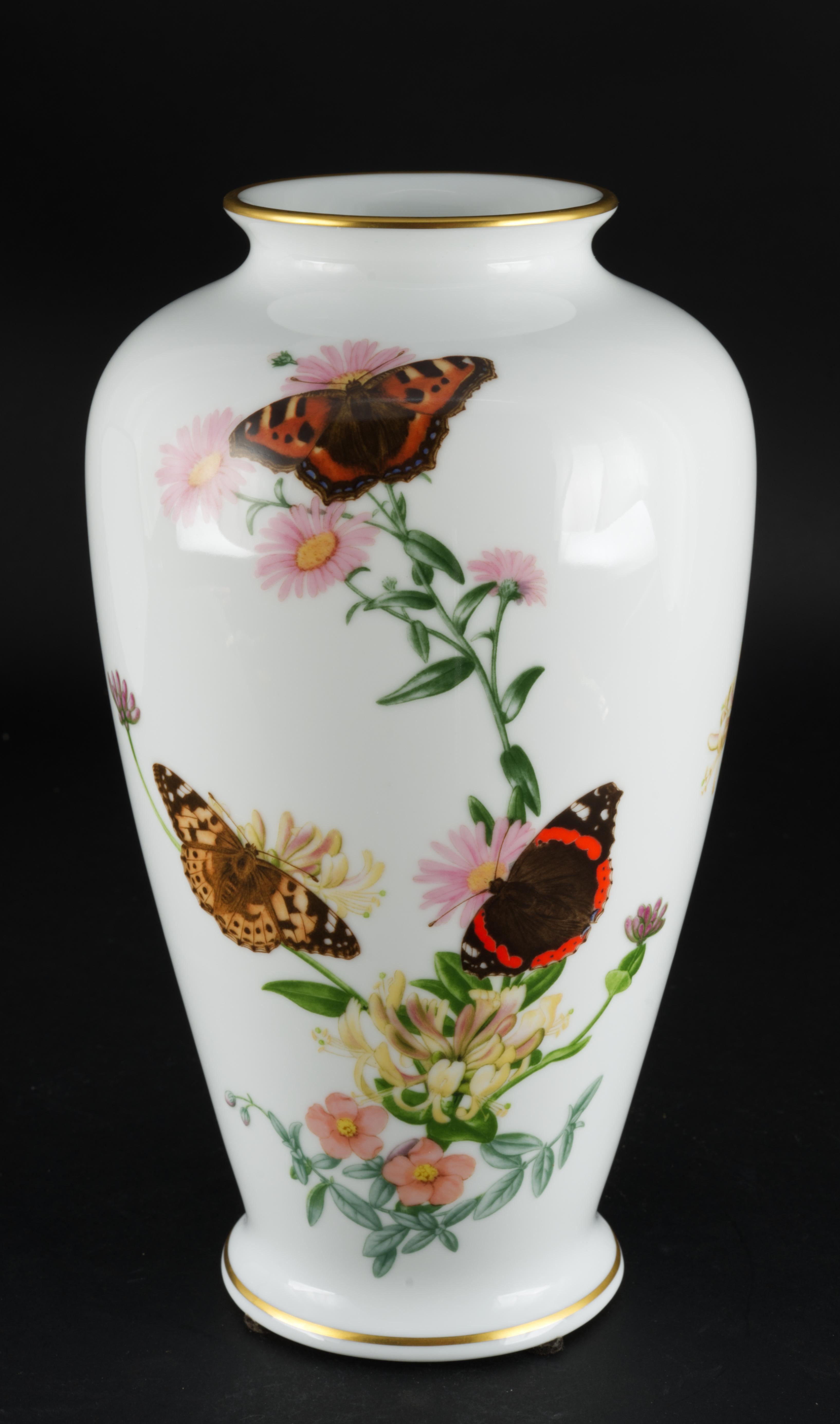 20th Century The Country Garden Butterfly Vase John Wilkinson for Franklin Porcelain