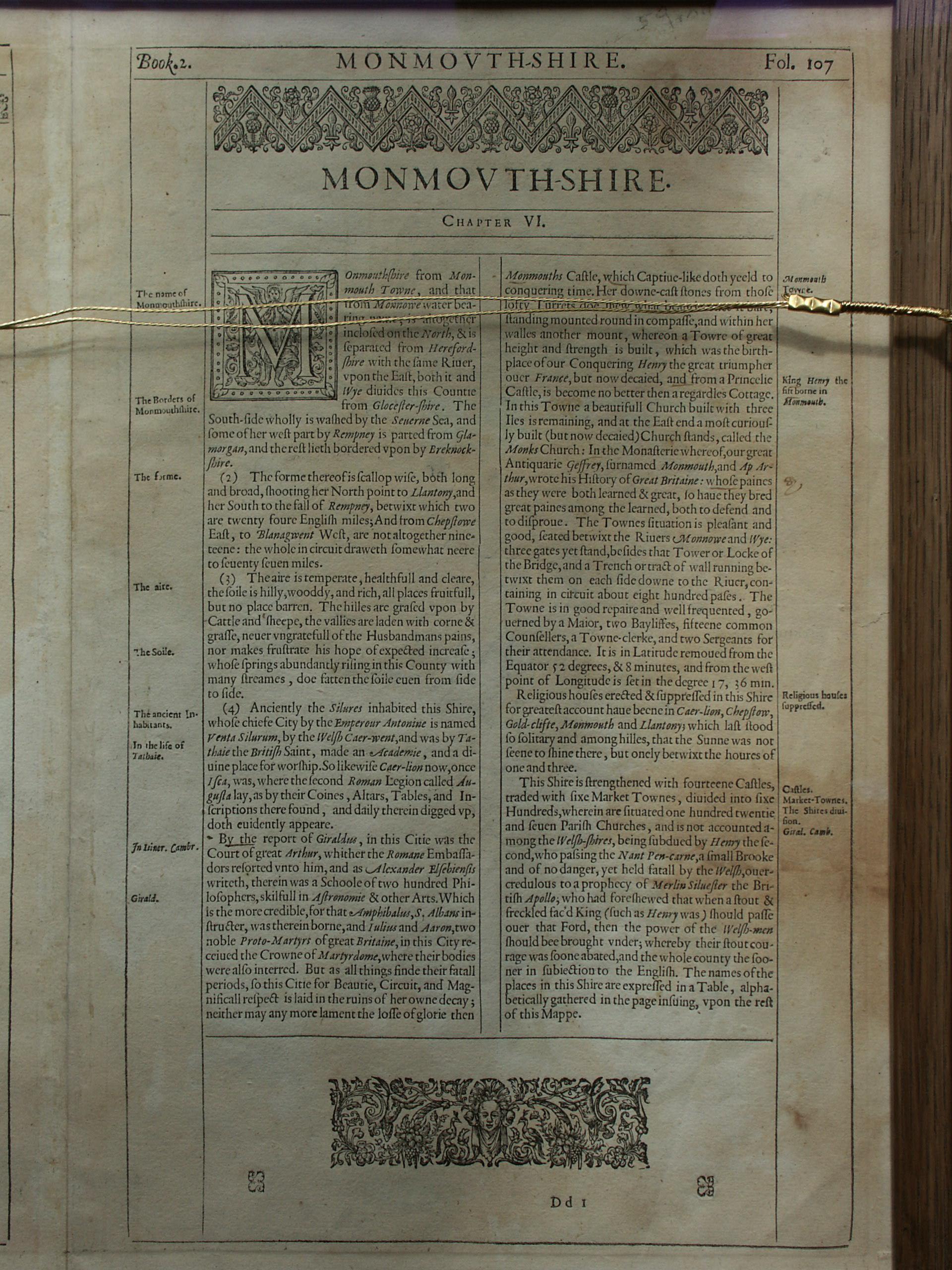 Countye of Monmouth, Dated 1610 For Sale 1