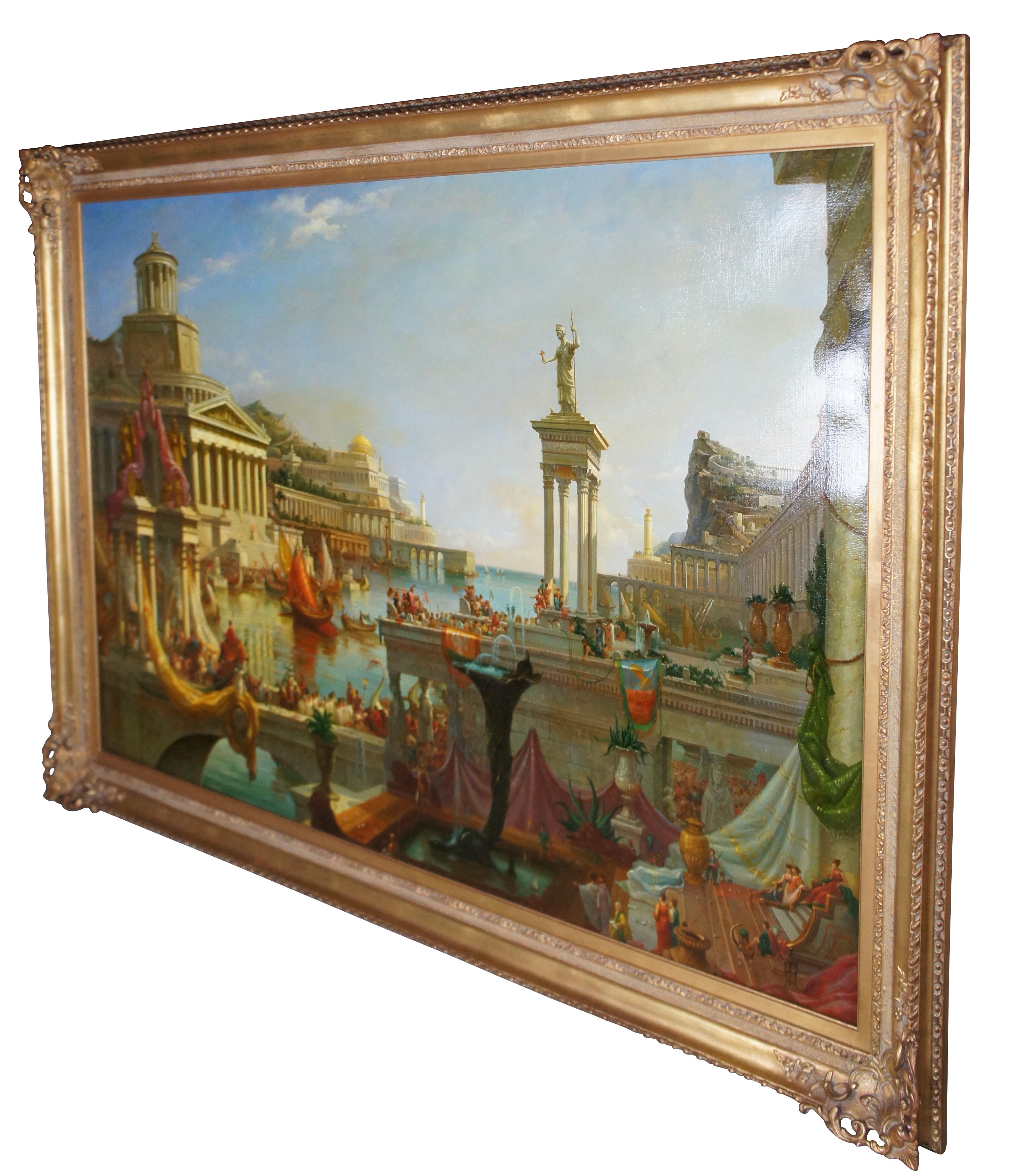 Il corso dell'impero Il compimento dell'impero Pittura a olio con cornice Thomas Cole In condizioni buone in vendita a Dayton, OH