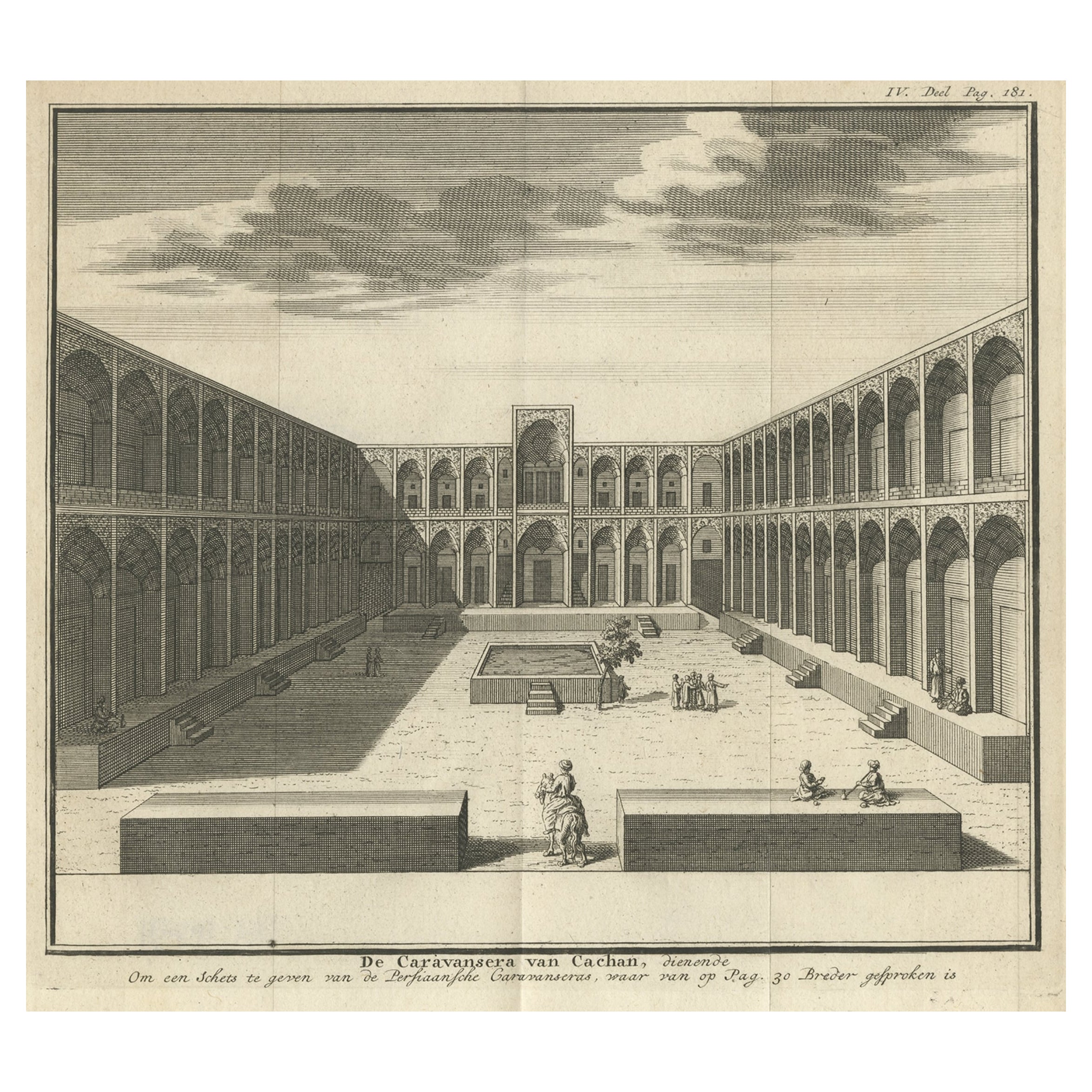 La cour de la caravane à Kashan, « province d'Iran d'Isphahan en Iran », 1732 en vente