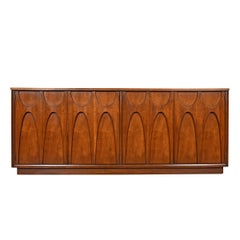 Coveted 4-Door Credenza Buffet in Walnut by Broyhill Brasilia