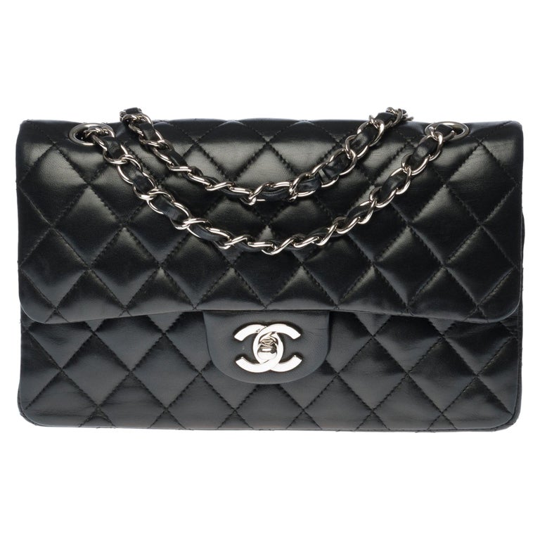 The Coveted Chanel Timeless 23cm Shoulder bag in black quilted lambskin,  SHW at 1stDibs