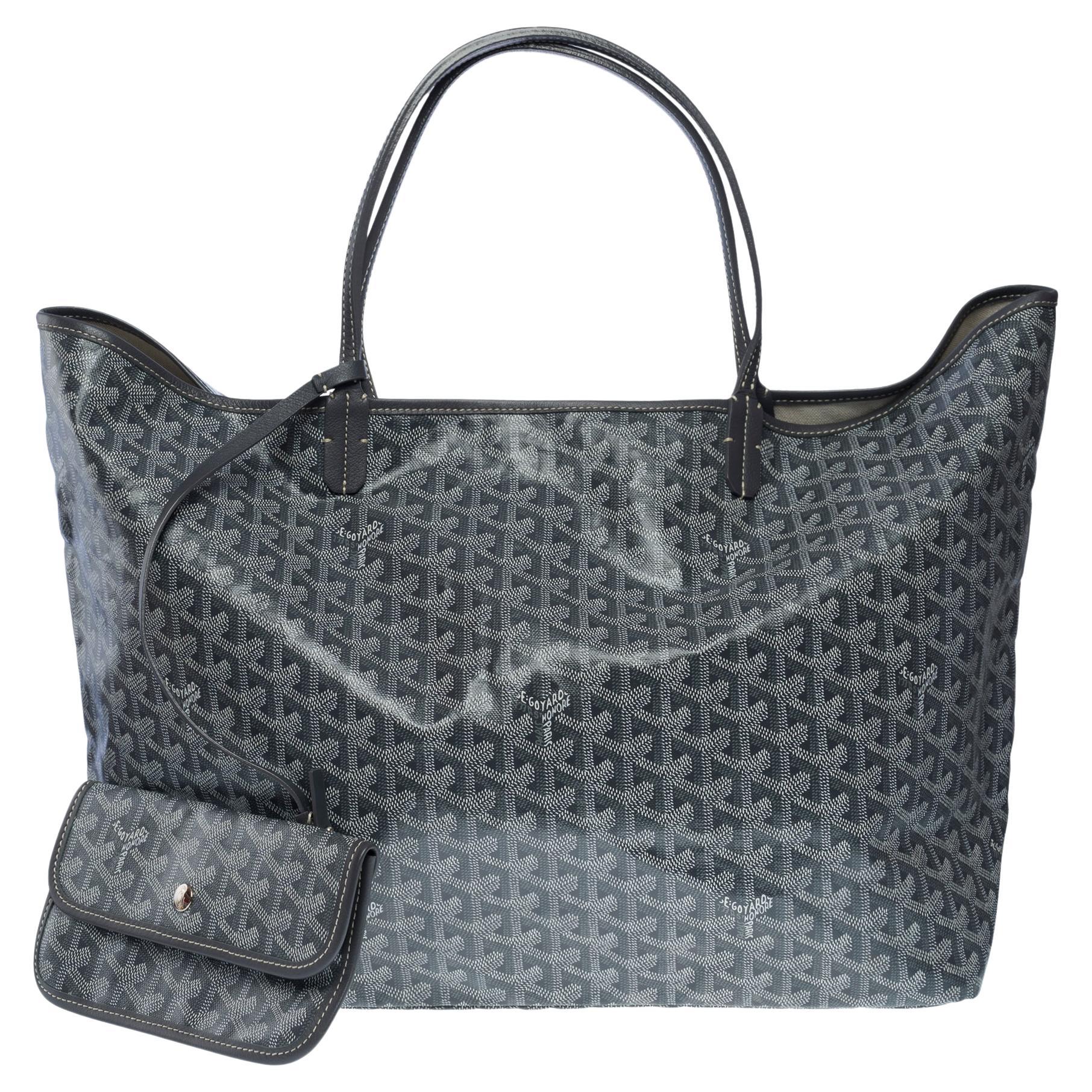 The Coveted Goyard Saint-Louis GM Tote Bag in Grey and White Canvas, SHW