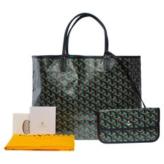 The Coveted Goyard Saint-Louis MM Tragetasche aus grünem und schwarzem Segeltuch, SHW