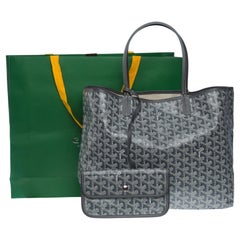 The Coveted Goyard Saint-Louis PM Tote bag in Grey canvas, SHW