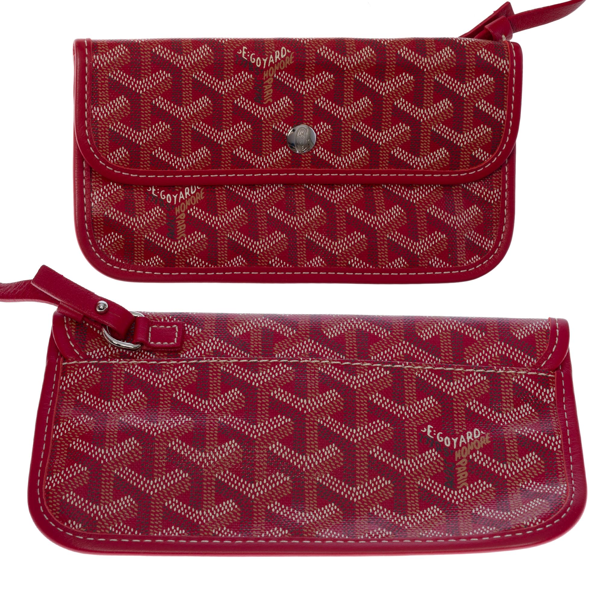 The Coveted Goyard Saint-Louis PM Tote bag in Red canvas and leather, SHW 7