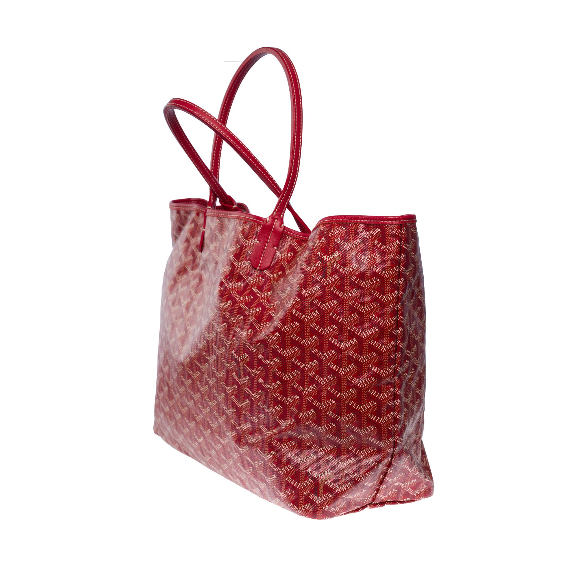 Women's The Coveted Goyard Saint-Louis PM Tote bag in Red canvas and leather, SHW