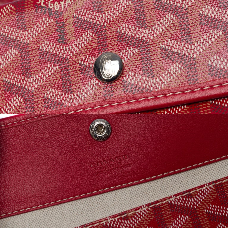 The Coveted Goyard Saint-Louis PM Tote bag in Red canvas and leather, SHW  at 1stDibs