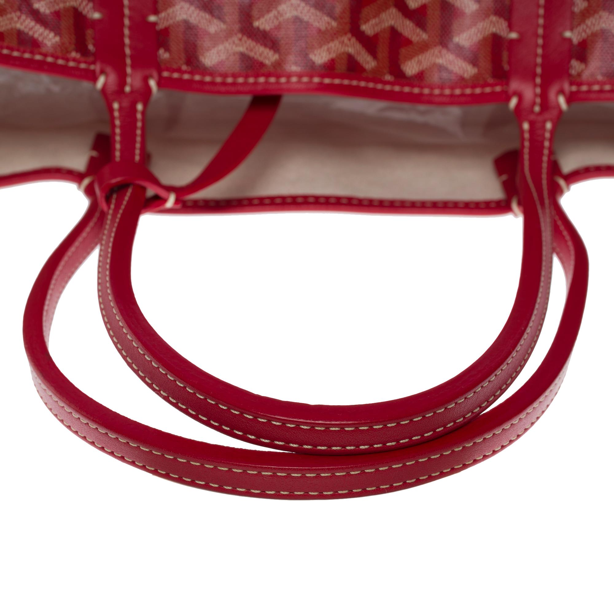 The Coveted Goyard Saint-Louis PM Tote bag in Red canvas and leather, SHW 4