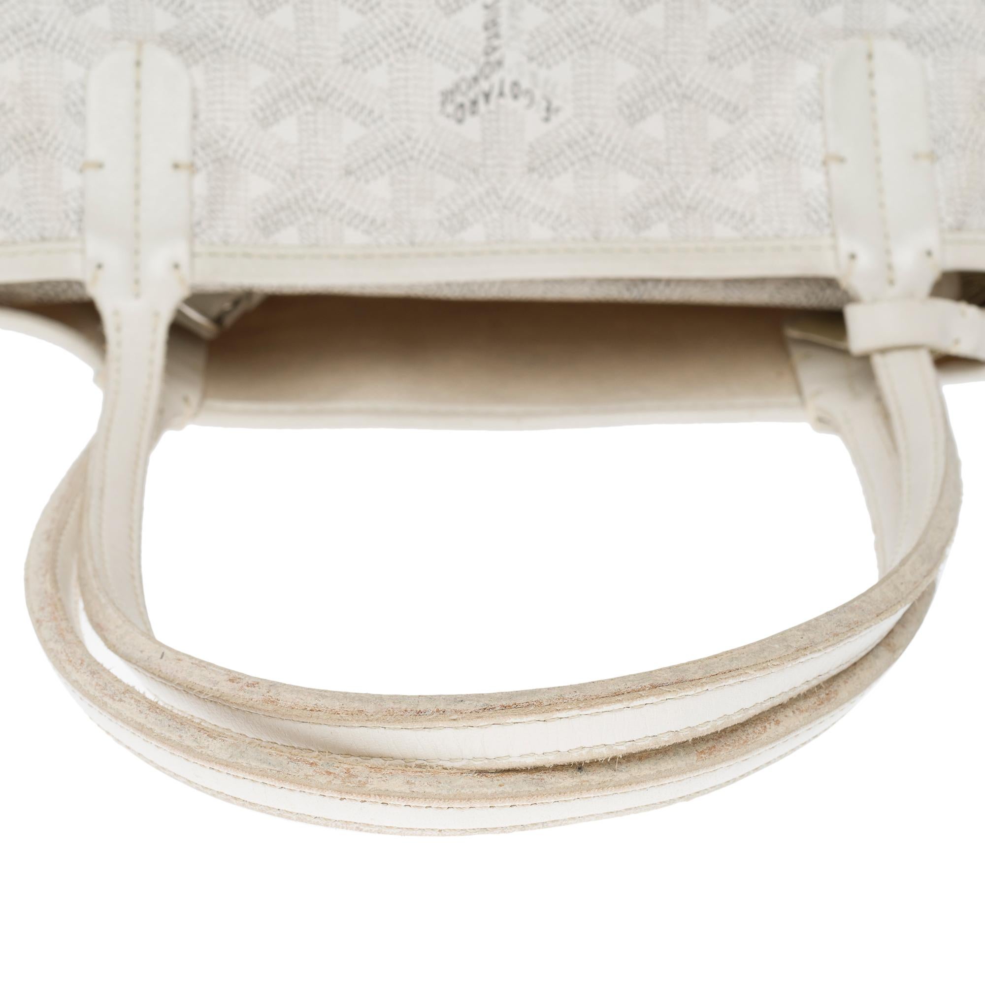 The Coveted Goyard Saint-Louis PM Tote bag in White canvas and leather, SHW 6