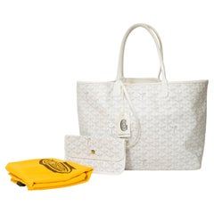 The Coveted Goyard Saint-Louis PM Tote bag in White canvas and leather, SHW
