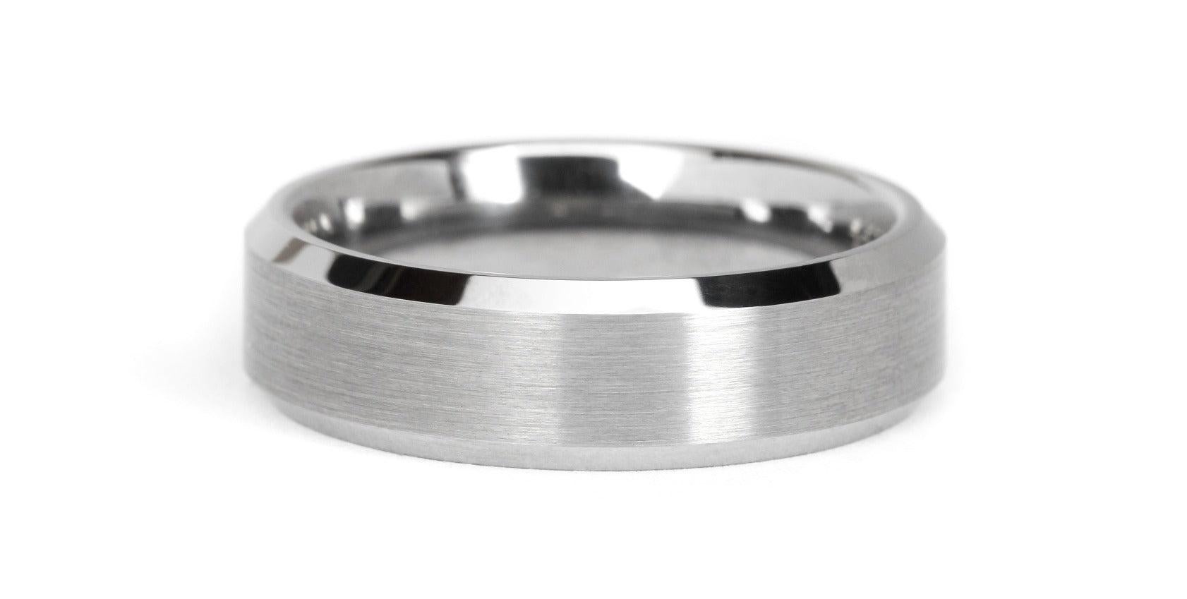 For Sale:  The Crawford : Beveled Tungsten Dual Finish Comfort Fit 6mm Wedding Band 2