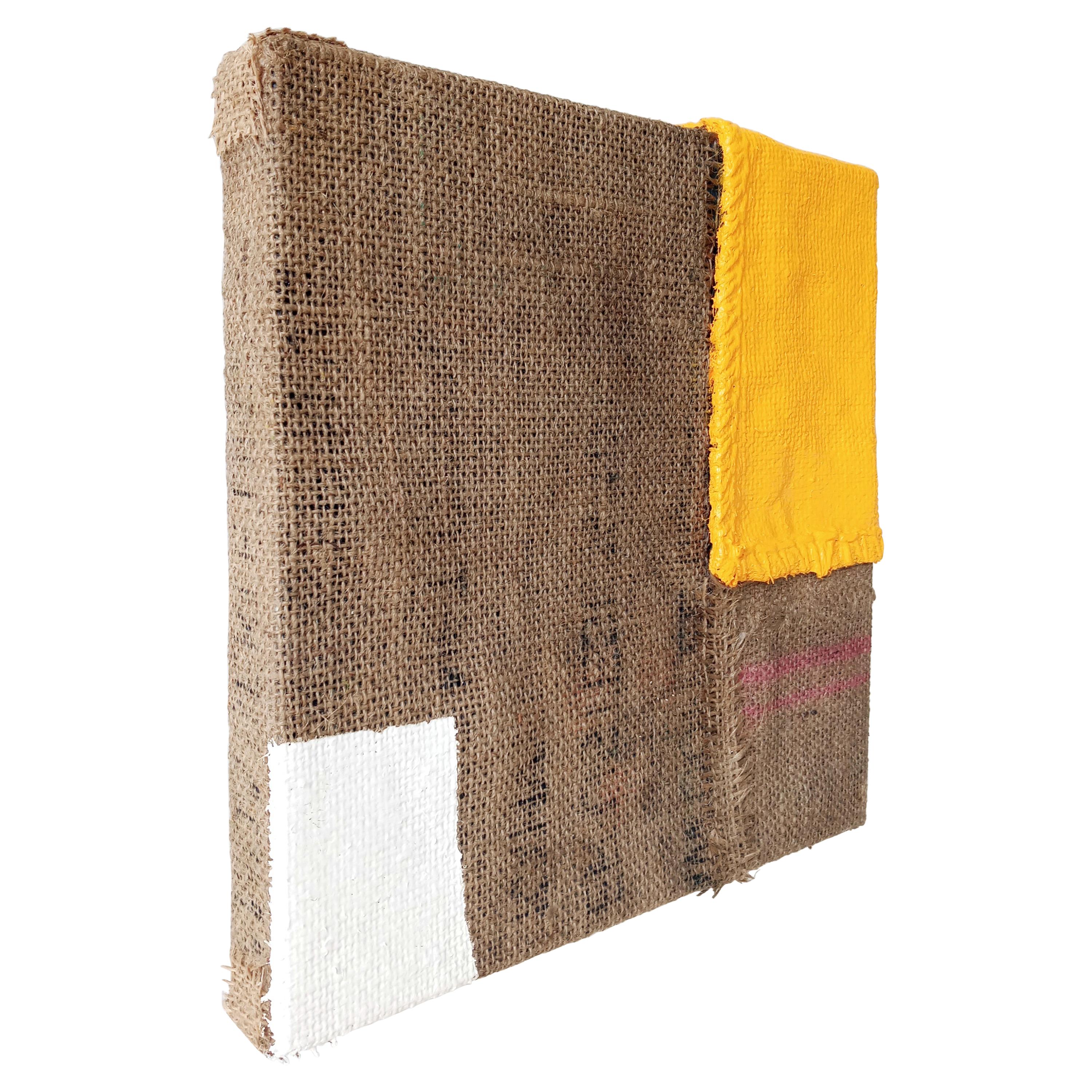 Der Rahm steigt immer nach oben (2021)
Acryl und Kleister auf Jute
kaffeesäcke auf Leinwand geklebt
30 x 30cm

Bildung
MA Bildende Kunst, Chelsea College of Art, London (2015/16)
Einzelausstellungen
Scratchcard Paintings, Oliver Spencer -