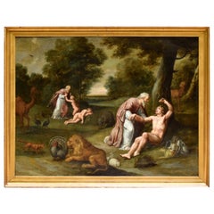 "the Creation of Adam and Eve." Oil on Copper, Flemish School, 17th Century