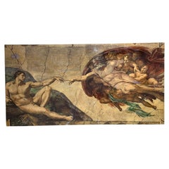 The Creation of Adam Michelangelo by Maria Teresa Mendez Goatskin on Wood