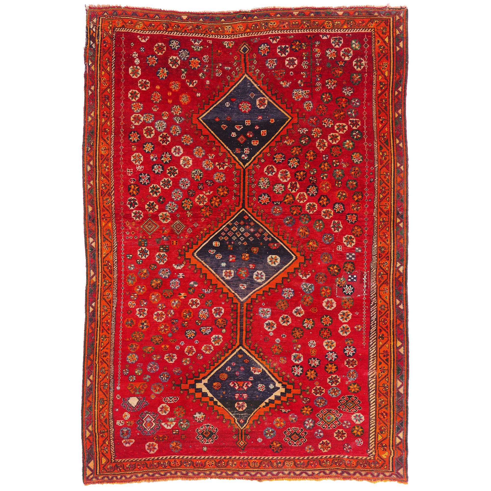 La Constelación Carmesí: Una Obra Maestra del Shiraz Persa Vintage de Majes Nómadas en venta