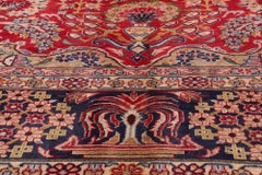 The Crimson Court: A Regal Persian Najafabad Masterpiece of Timeless Elegance