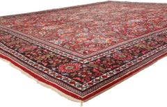 The Crimson Court: An Antique Persian Mahal Masterpiece of Noble Grandeur