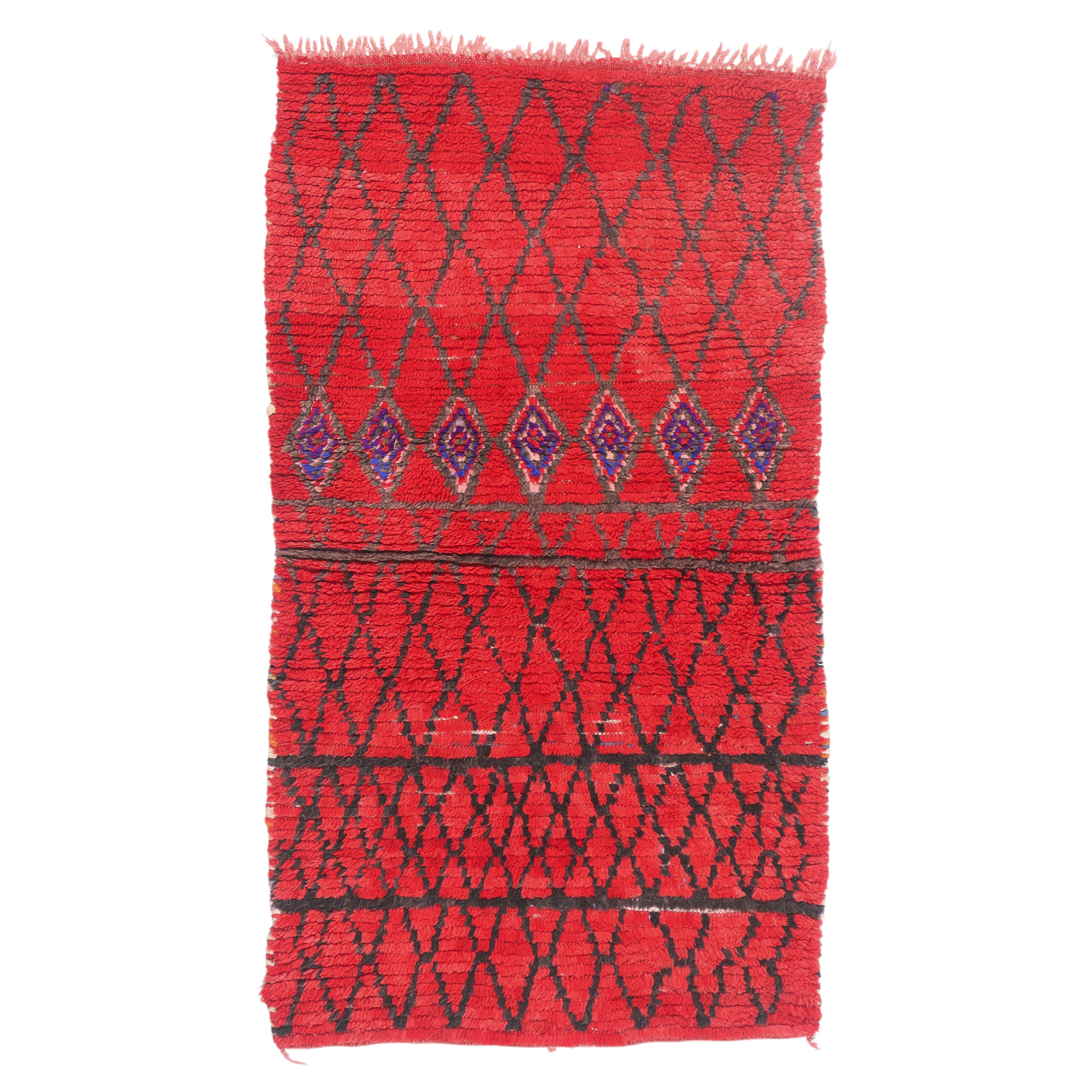 The Crimson Dominion: A Vintage Boujad Moroccan Masterpiece of Tribal Legacy