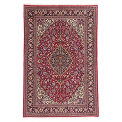 The Crimson Dynasty: A Vintage Persian Qum Rug of Noble Refinement