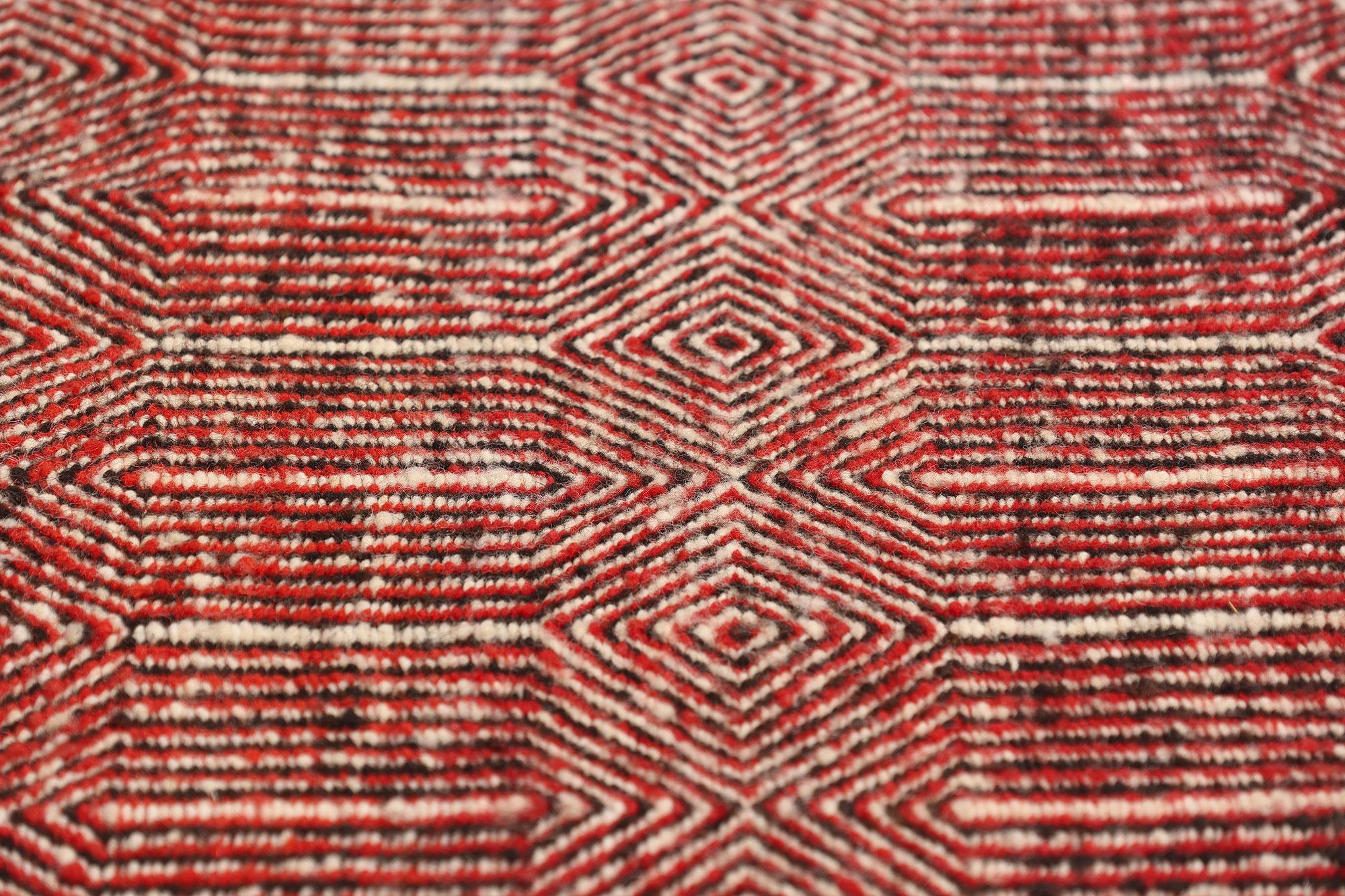 20th Century The Crimson Equinox: A Rare Twill Saddle Blanket of Southwestern Mastery For Sale