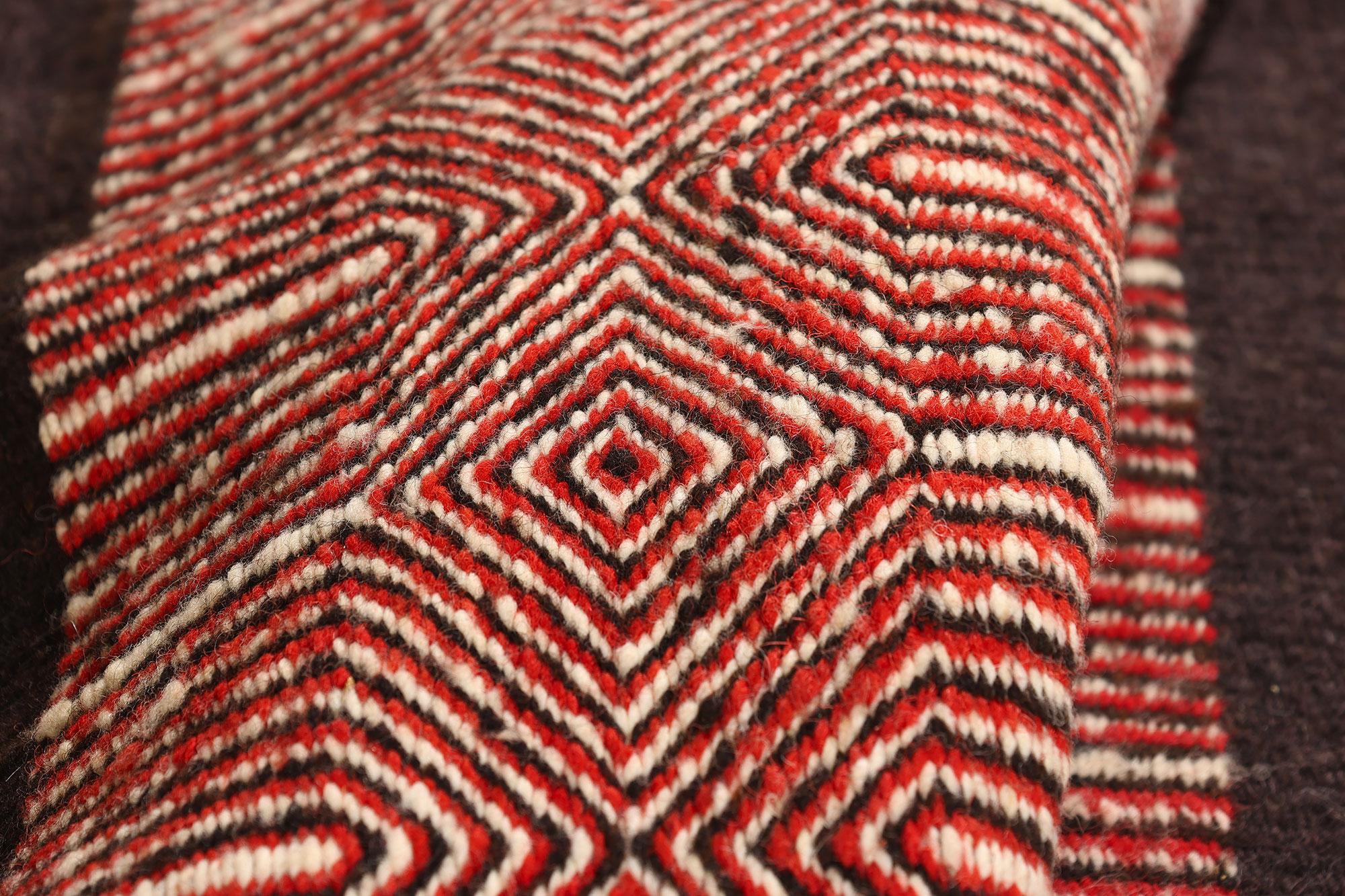 Wool The Crimson Equinox: A Rare Twill Saddle Blanket of Southwestern Mastery For Sale