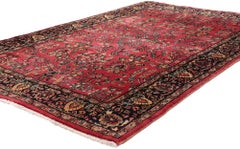 The Crimson Garden: A Vintage Indian Masterpiece of Floral Elegance