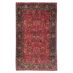 The Crimson Garden: A Vintage Indian Masterpiece of Floral Elegance