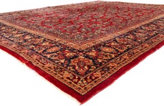 The Crimson Heirloom: Antique Persian Sarouk Masterpiece of Timeless Grandeur