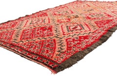 The Crimson Kasbah: A Vintage Beni M'Guild Moroccan Masterpiece of Noble Grace