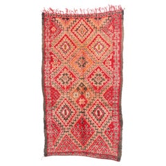 The Crimson Kasbah: A Vintage Beni M'Guild Moroccan Masterpiece of Noble Grace