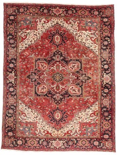 The Crimson Legacy: A Vintage Persian Heriz of Timeless Nobility